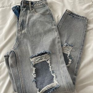 White Fox Distressed Light Blue Jeans - XS
